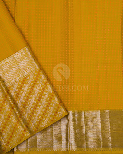 Turmeric Yellow Kanjivaram Silk Saree - D406 - View 3