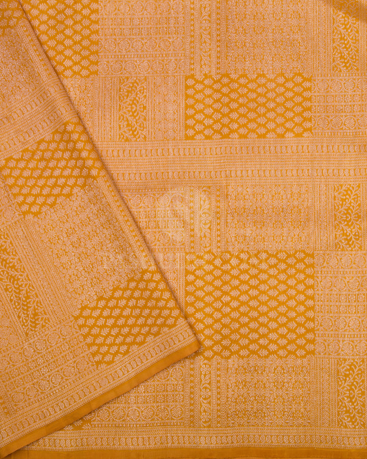 Peach Organza Shimmer Kanjivaram Silk Saree - S646- View 4