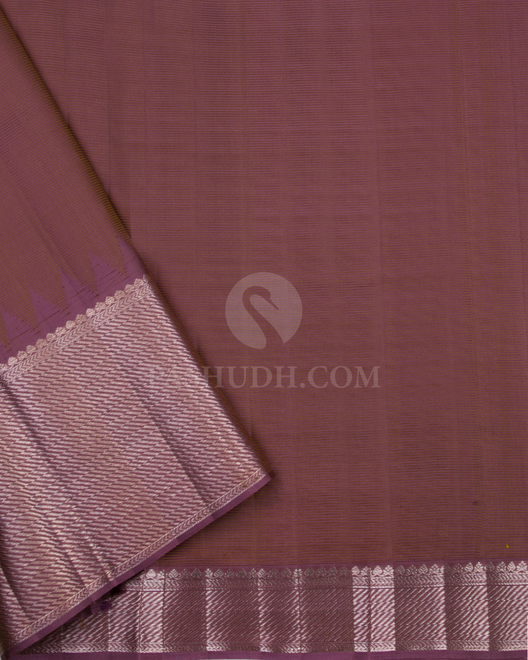 Yellow and Mauve Kanjivaram Silk Saree - D410 -View 3