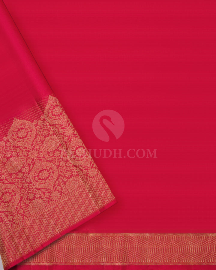 Sunset Red Kanjivaram SilK Saree - DJ161 View 4