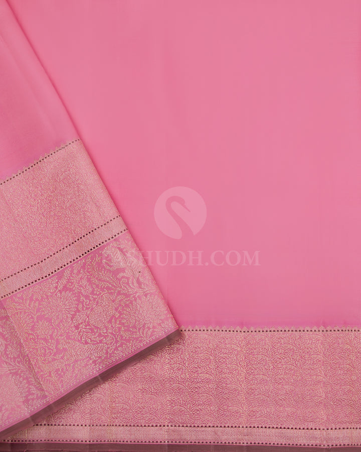 Violet and Mild Baby Pink Vanasingaram Kanjivaram Silk Saree - S682- View 3