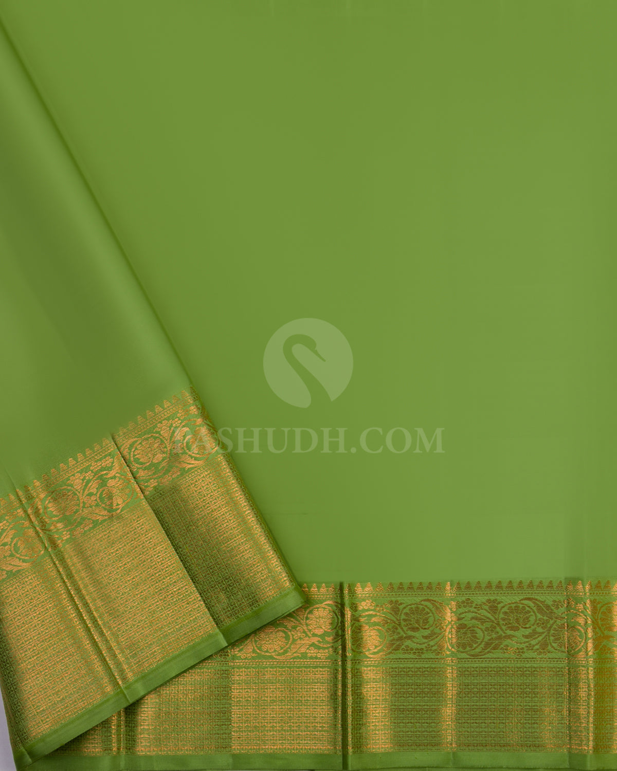 Ivory and Light Green Kanjivaram Silk Saree - DJ171 - View 4