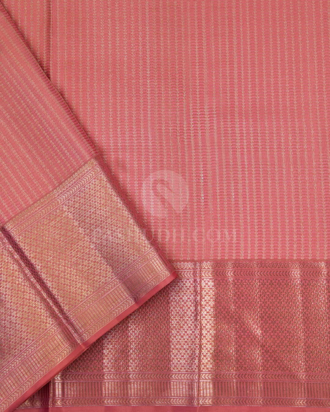 Peachy Pink Kanjivaram Silk Saree - D409 - View 3