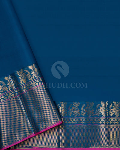 Cobalt Blue Kanjivaram Silk Saree - DT179 View 3