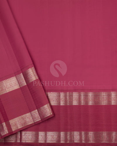 Pastel Peach and Rosewood Pink Kanjivaram Silk Saree - S695 - View 4