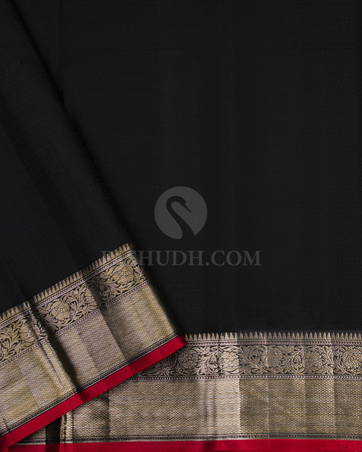 Antique Gold and Black Kanjivaram Silk Saree - D423 - View 3