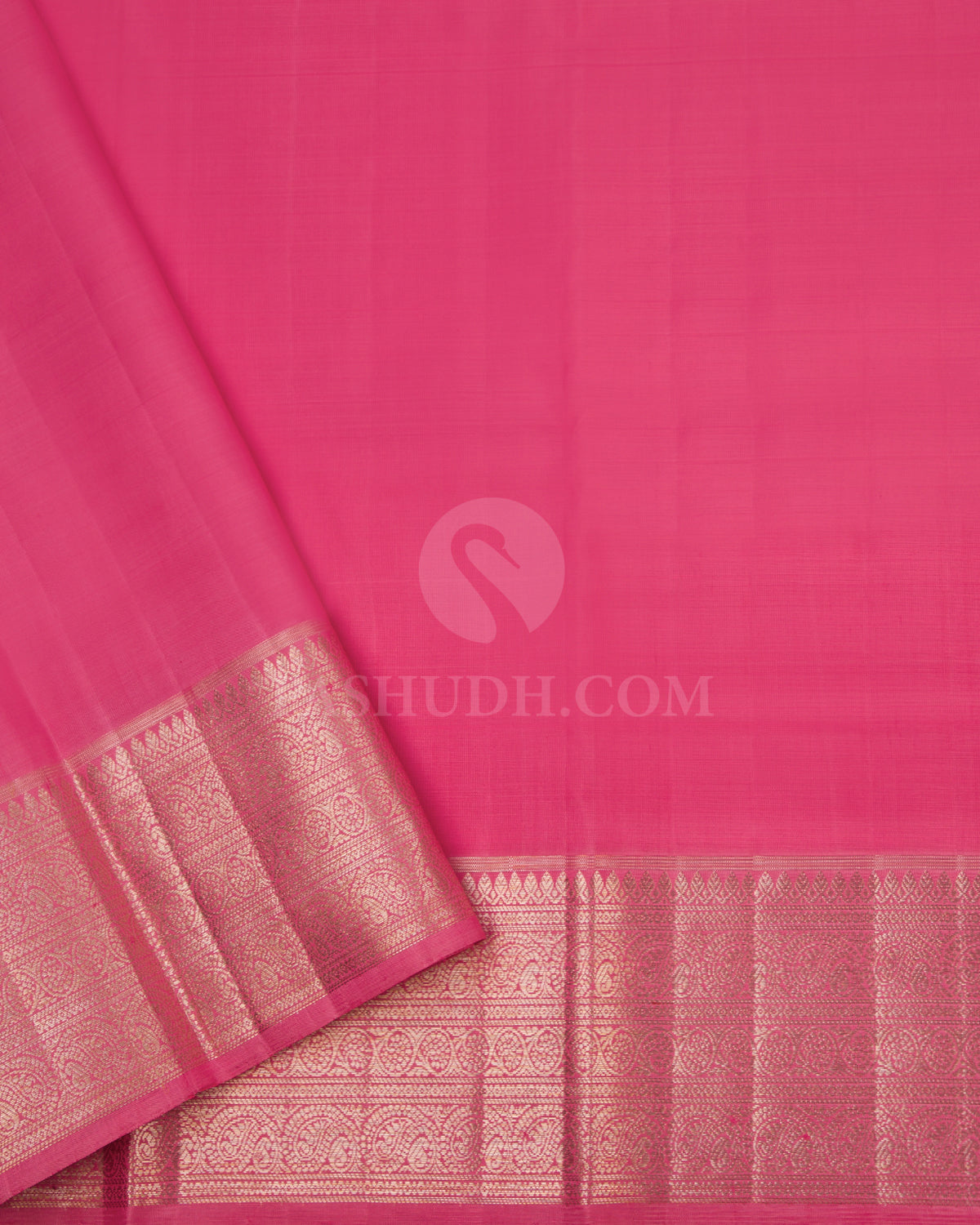 Candy Pink Organza Weave Kanjivaram Silk Saree - S637 - View 4