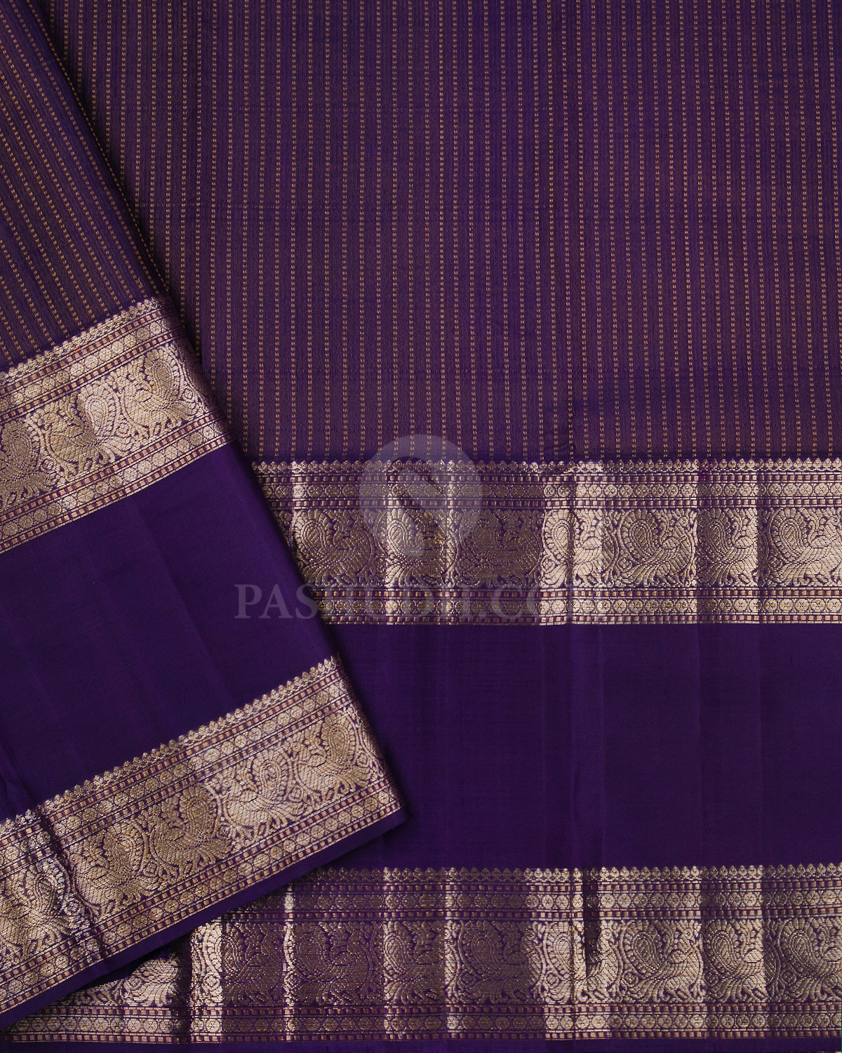 Deep Lavender Kanjivaram Silk Saree - D403 - View 3