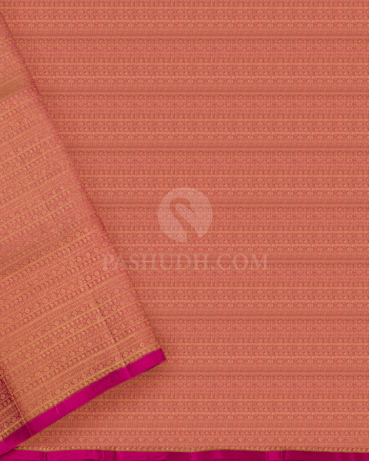 Peachy Pink and Cream Kanjivaram Saree - S582- View 4