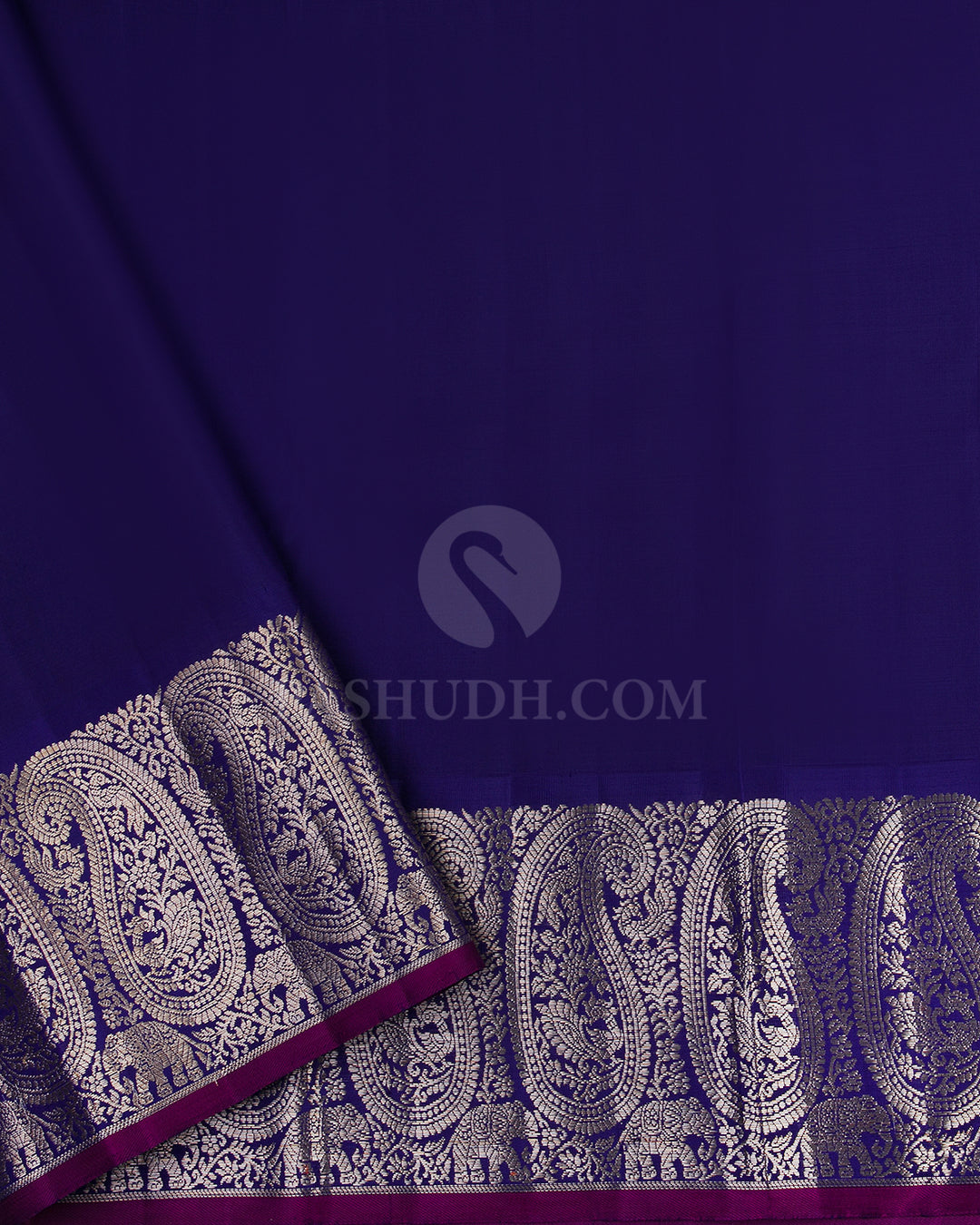 Sky Blue and Navy Blue Pure Zari Kanjivaram Silk Saree - S669 - View 4