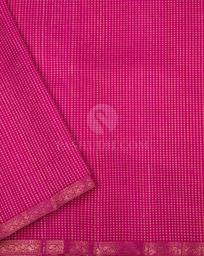 Yellow and Pink Kanjivaram Silk Saree - S658- View 4