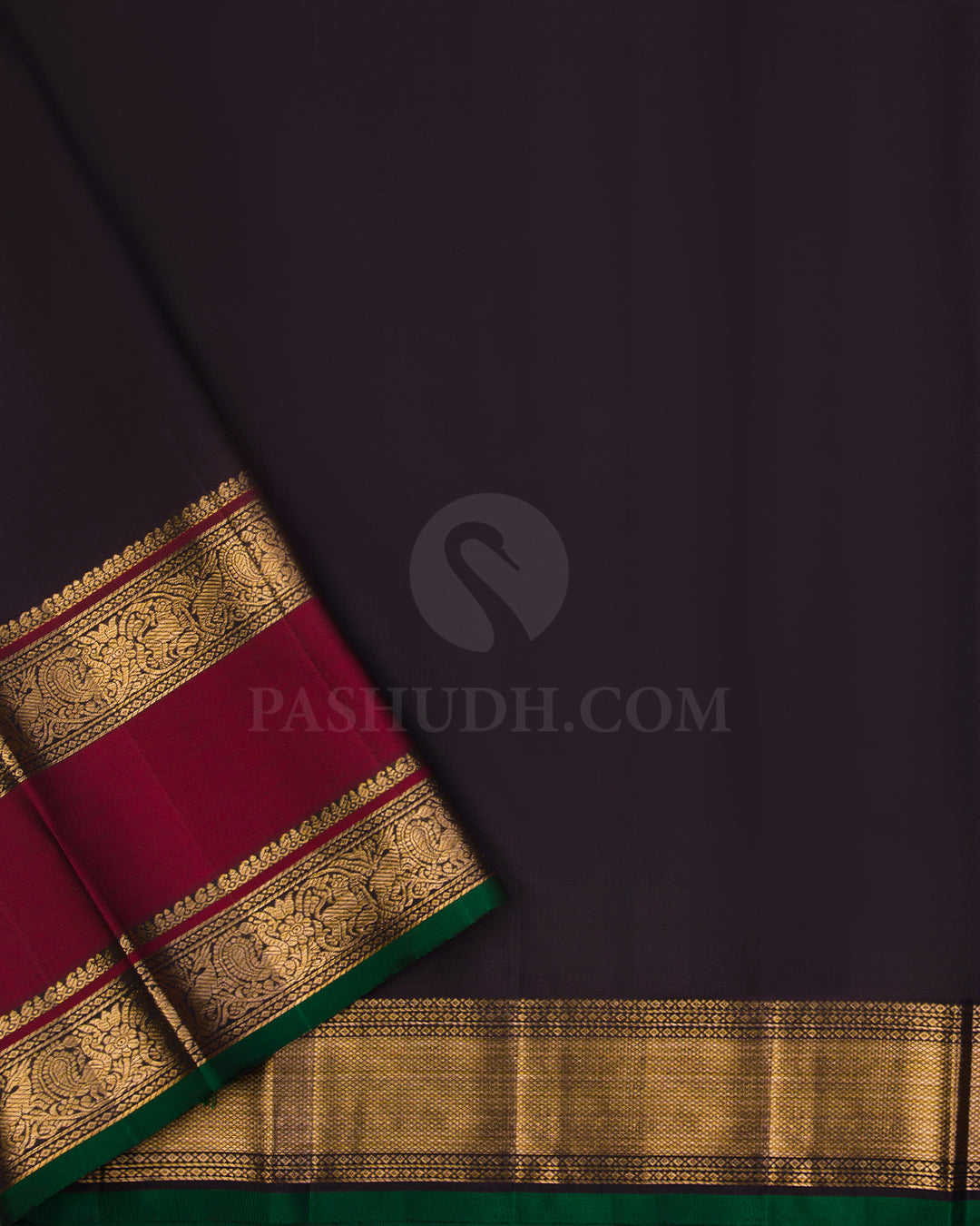 Pink Shot Orange Pure Zari Kanjivaram Silk Saree with Sku Code S590 , view 4