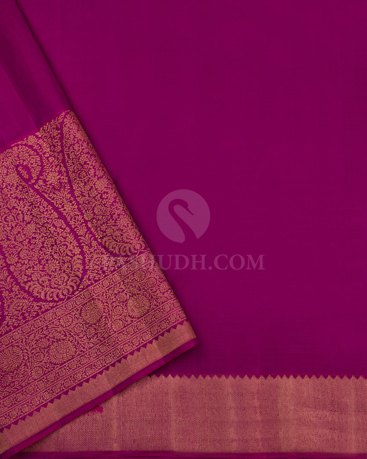 Golden and Violet Pure Zari Organza - Kanjivaram Silk Saree - S690 - View 4