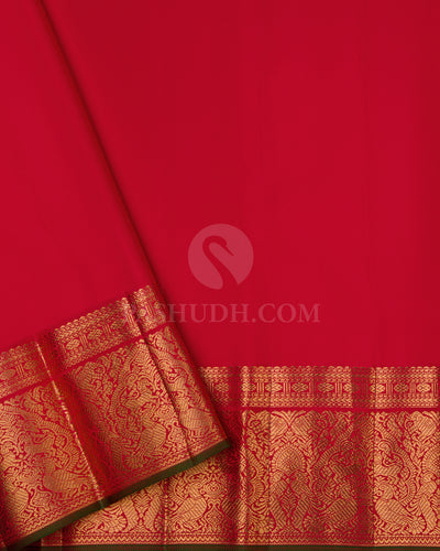 Yellow and Red Pure Zari Kanjivaram Silk Saree - S653 - View 4