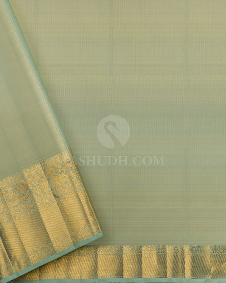 Mint Green Pure Zari Kanjivaram Silk Saree - S662 - View 4