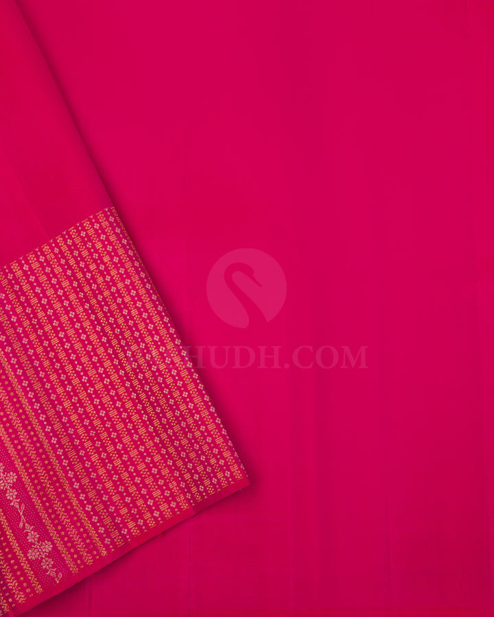 Eggplant Purple and Crimson Pink Pure Zari Kanjivaram Silk Saree - S605, View 4