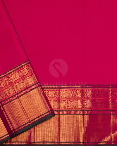 M S Blue and Candy Pink Pure Zari Kanjivaram Silk Saree  with Sku S601 , View 4