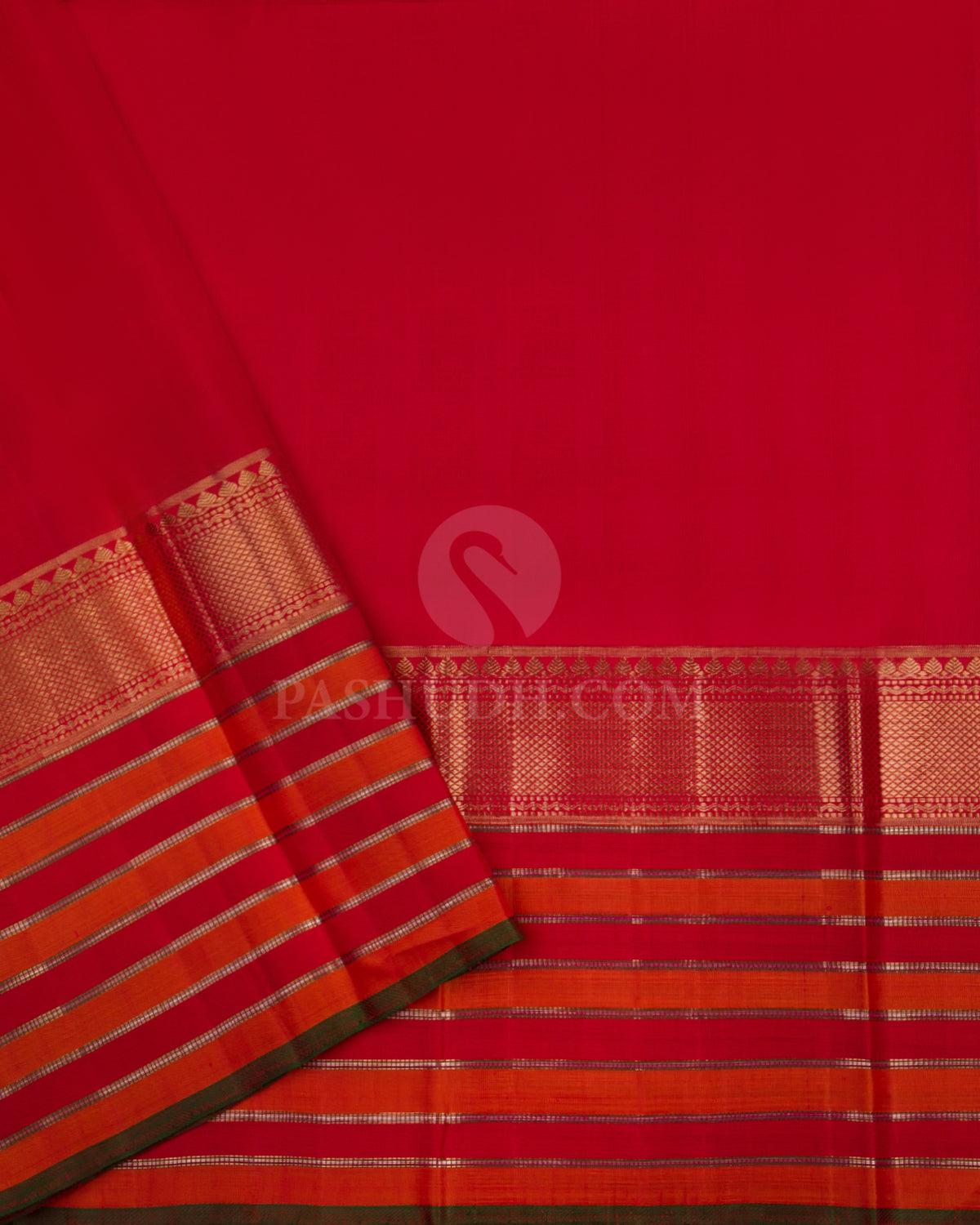 Royal Blue and Red Pure Zari Kanjivaram Silk Saree - S675 - View 4