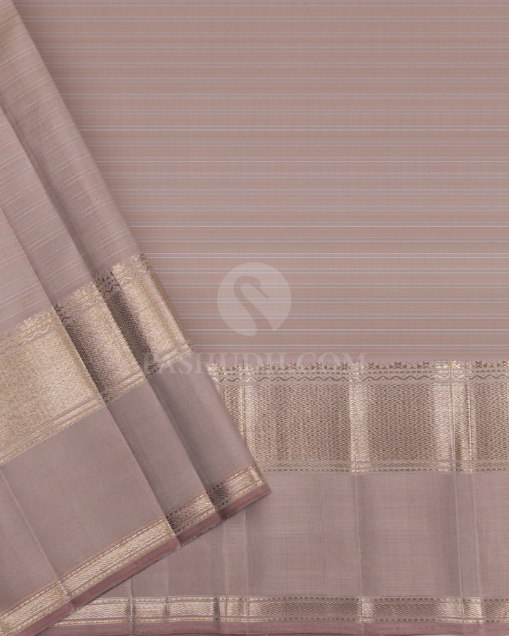 Pastel Ivory Pure Zari Kanjivaram Silk Saree - S677 - View 4