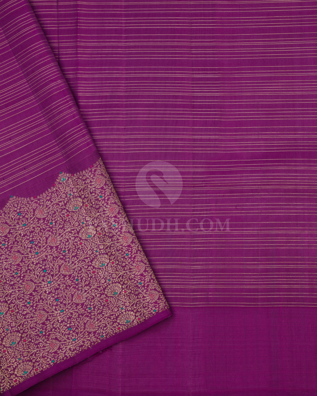 Lavender and Violet Pure Zari Kanjivaram Silk Saree - S660 -V iew 4