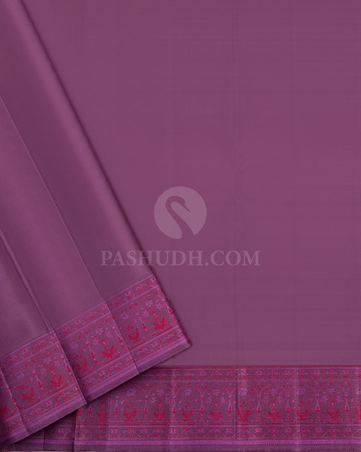 Peach and Lavender Kanjivaram Silk Saree - DJ175 - View 3