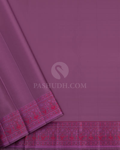 Peach and Lavender Kanjivaram Silk Saree - DJ175 - View 3