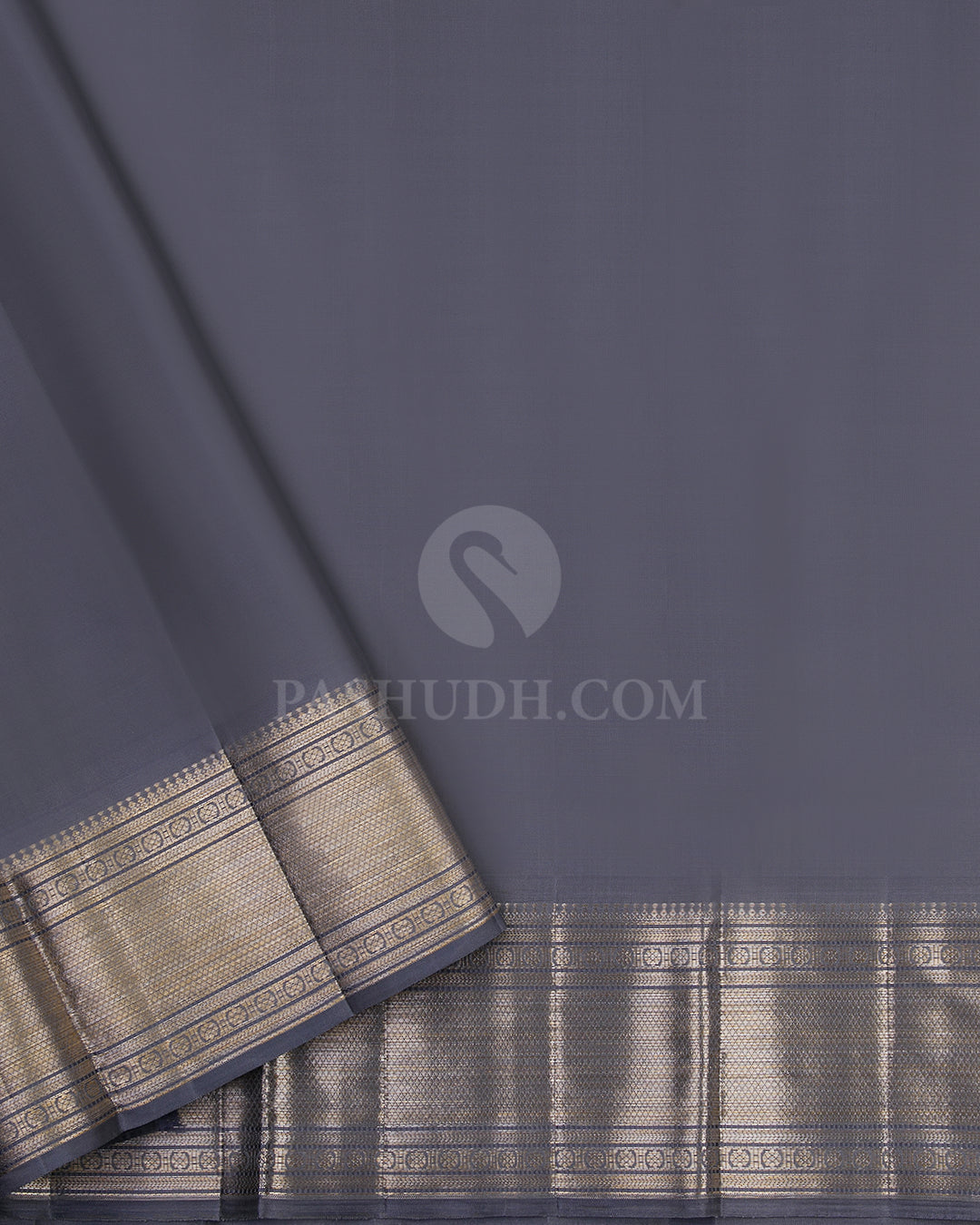 Silver and Grey Kanjivaram Silk Saree - DJ176 - View 3