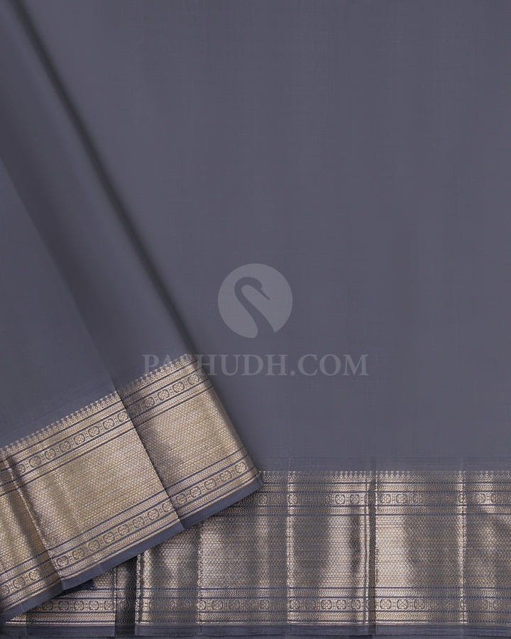 Silver and Grey Kanjivaram Silk Saree - DJ176 - View 3