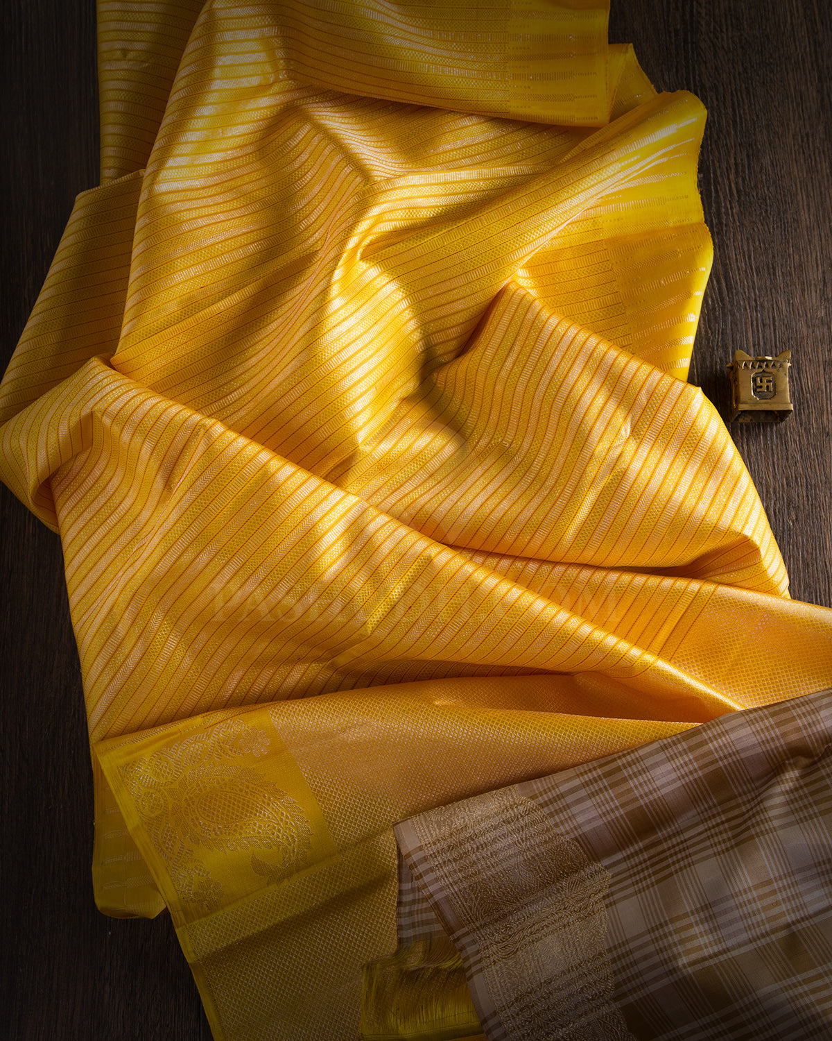 Mango Yellow Kanjivaram Silk Saree - S607 -2