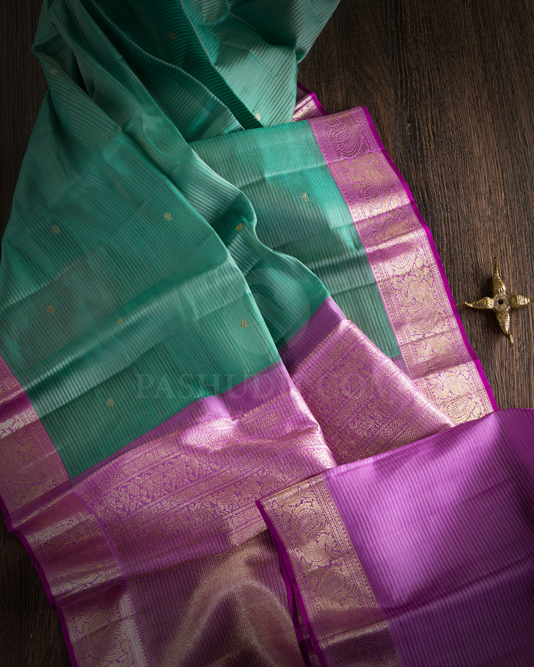 4Jade Green and LilacKanjivaram Silk Saree - S612