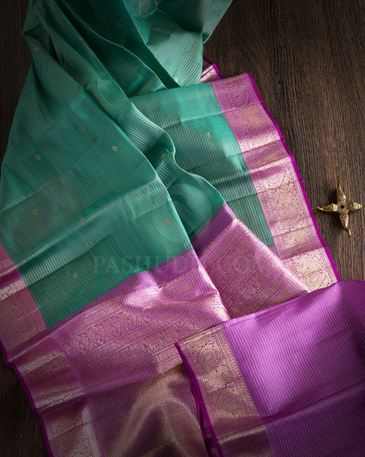 4Jade Green and LilacKanjivaram Silk Saree - S612