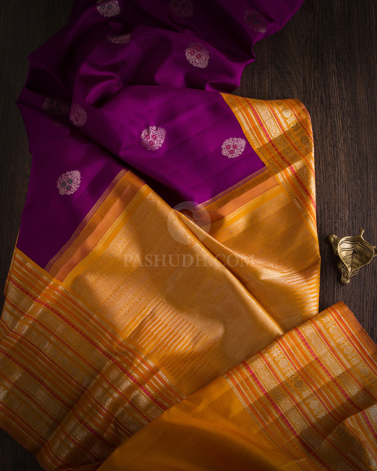 Violet and Orange Kanjivaram Silk Saree - S648 - View 3