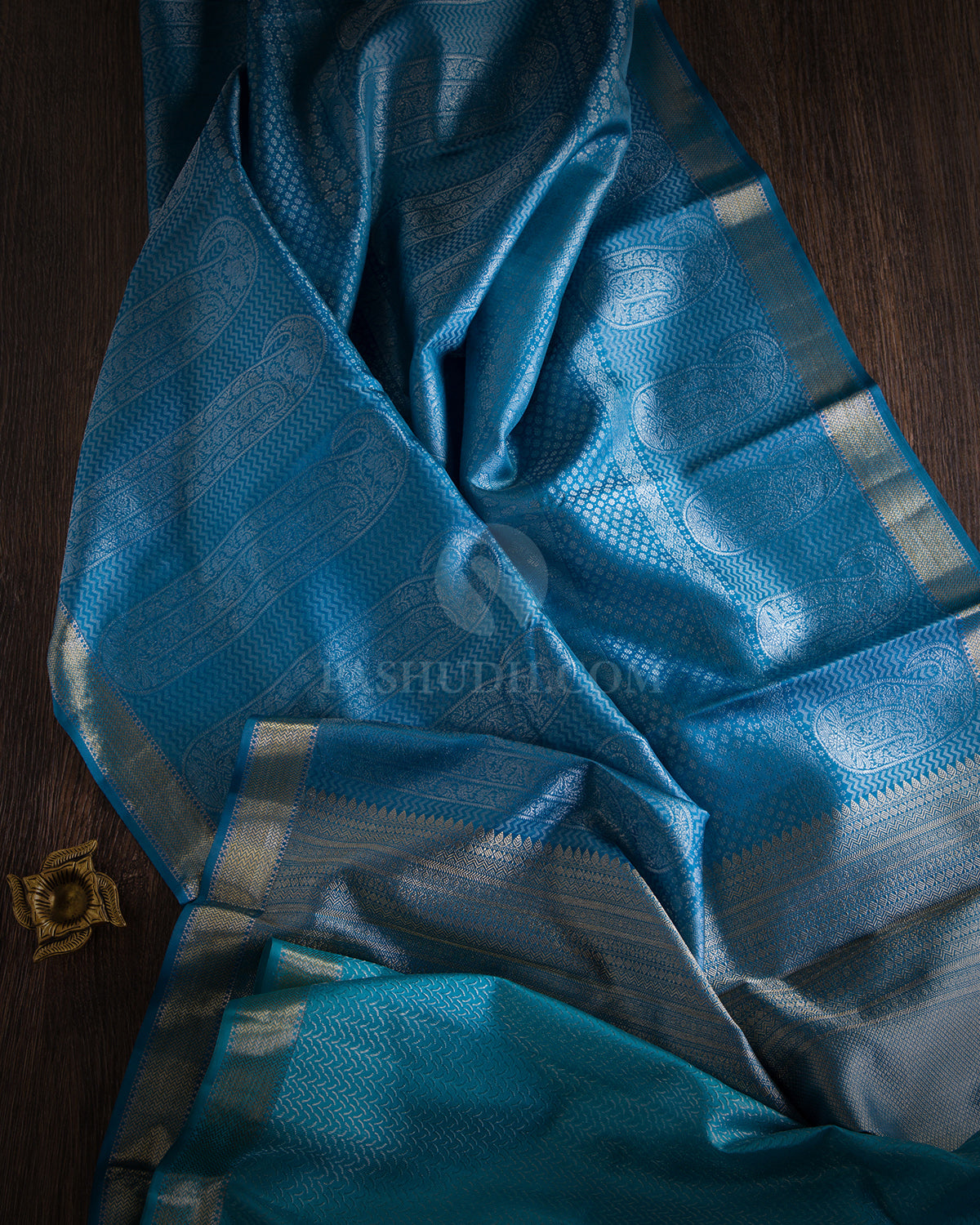French Blue Kanjivaram Silk Saree - D402 View 1
