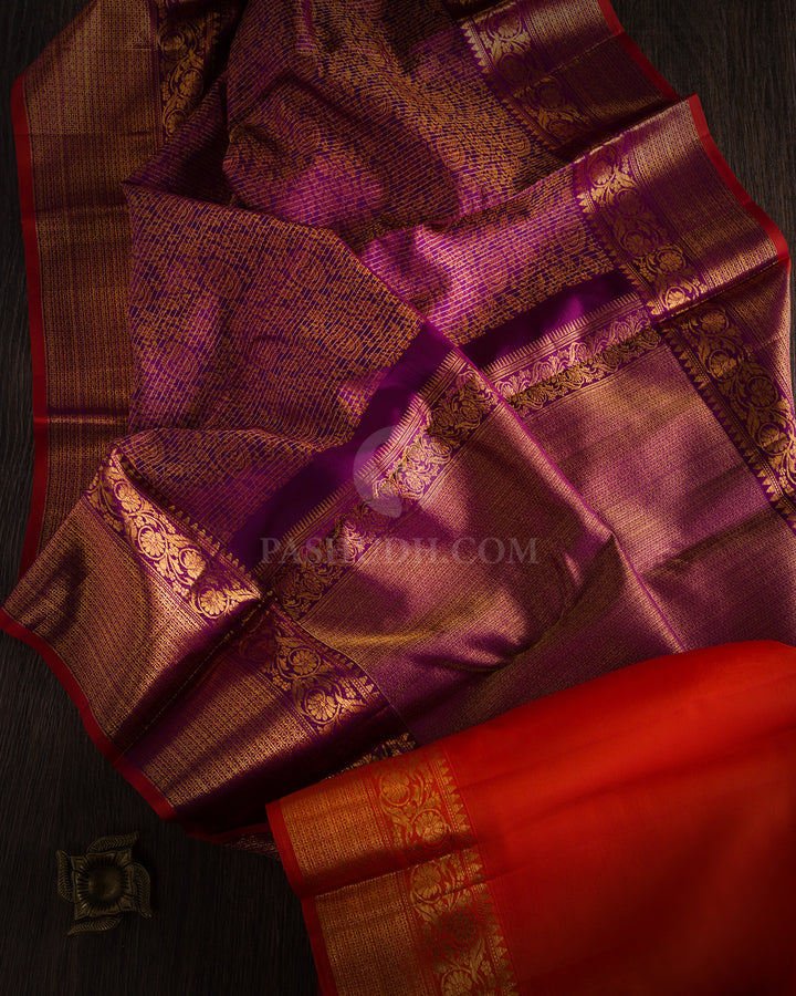 Violet kanjivaram Silk Saree - DJ160 View 1