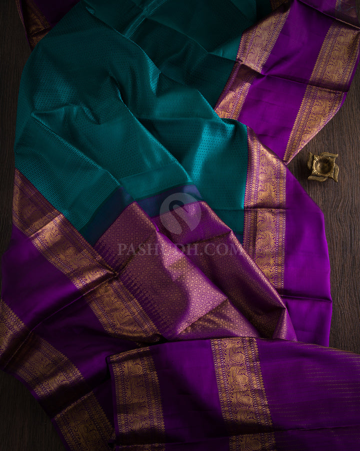 Blue and Violet Kanjivaram Silk Saree - D401 - D401 View 1