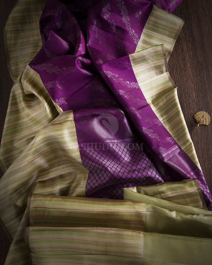 Deep Lavender Kanjivaram Silk Saree - DJ164 View 1
