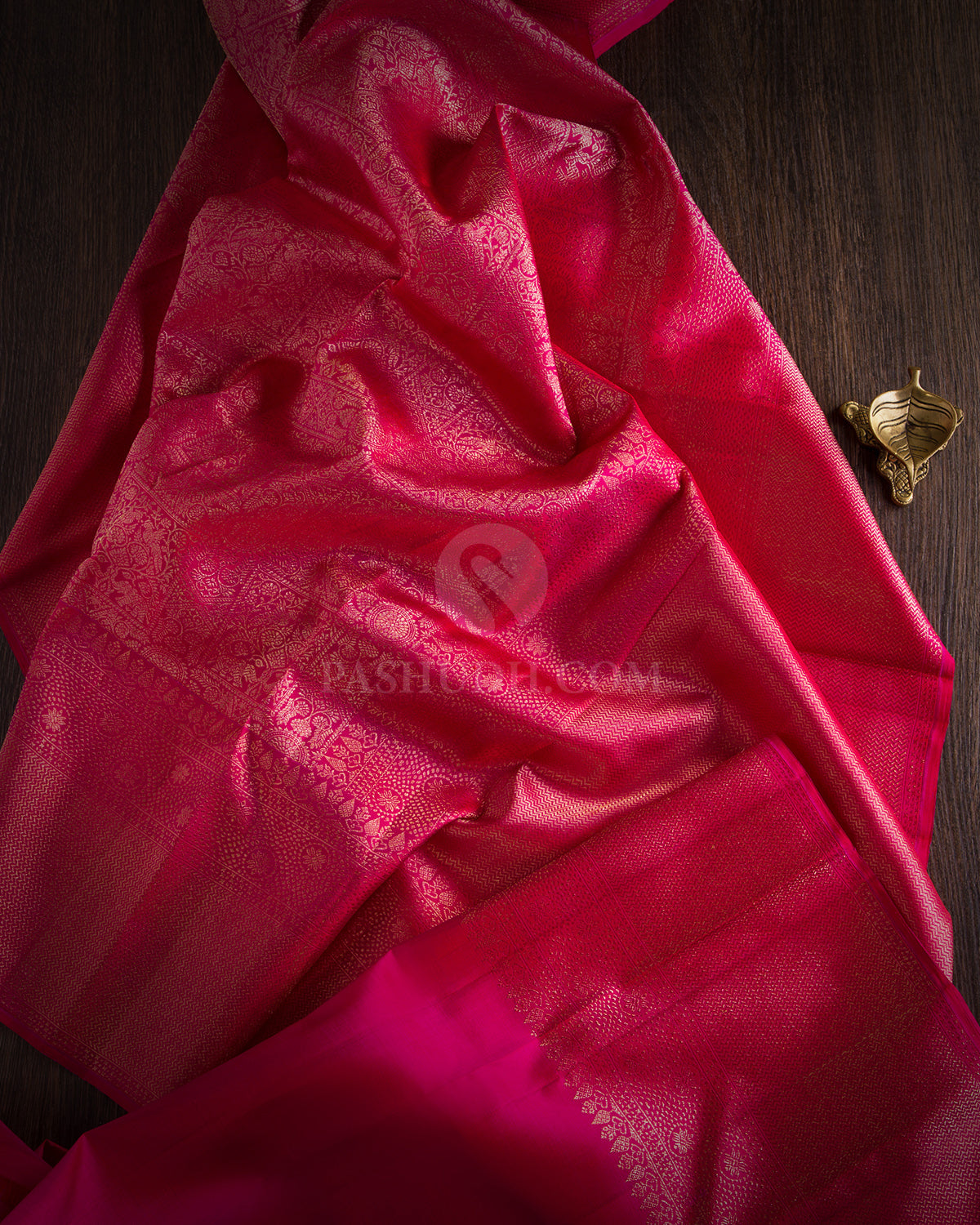 Rani Pink Pure Zari Kanjivaram Silk Saree - S632 - View 3