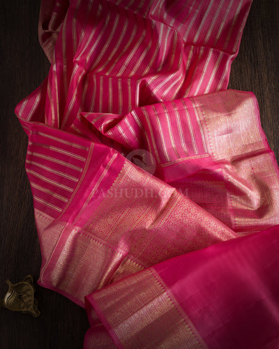 Candy Pink Organza Weave Kanjivaram Silk Saree - S637 - View 3