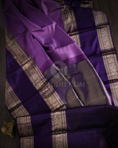Deep Lavender Kanjivaram Silk Saree - D403 - View 1