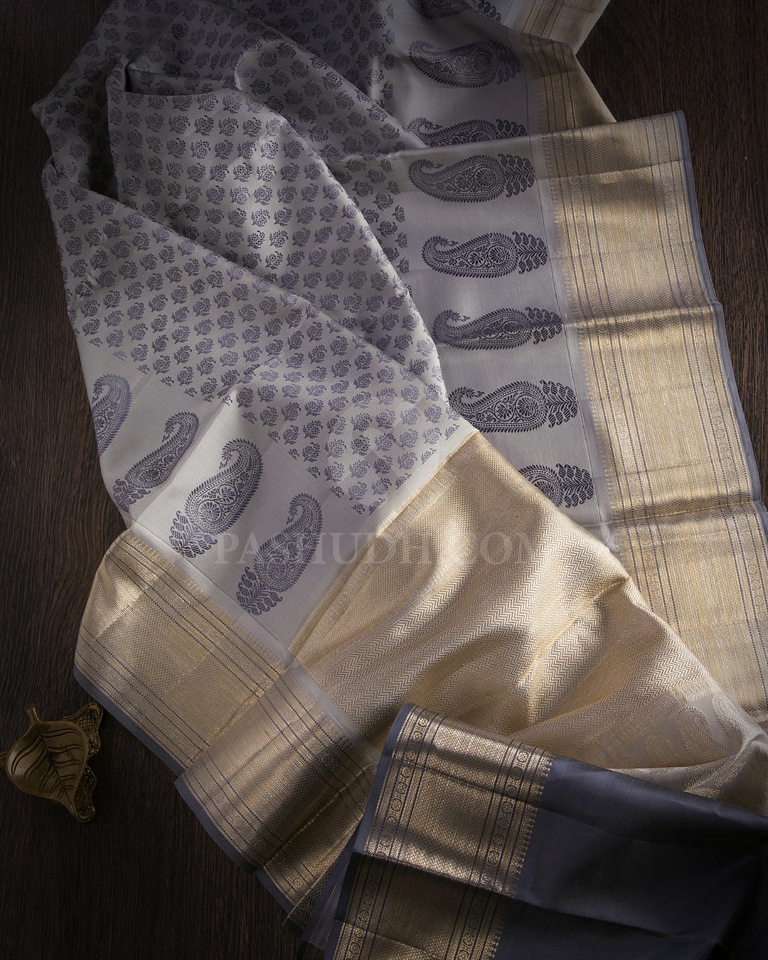 Silver and Grey Kanjivaram Silk Saree - DJ176 - View 1