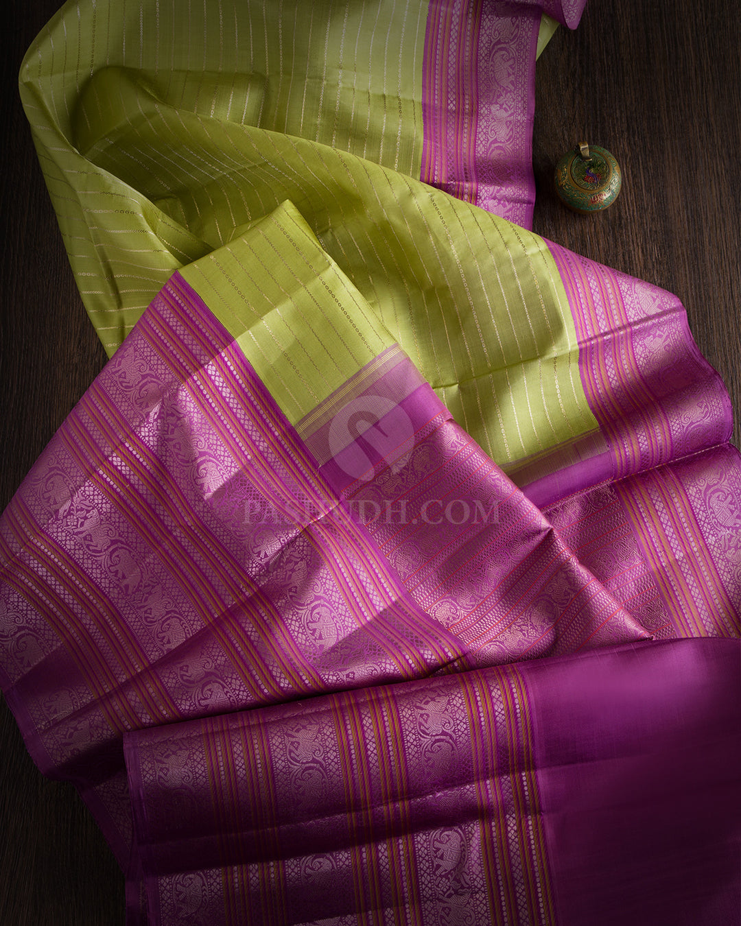 Elaichi Green and Lavender Kanjivaram Silk Saree - S644 - View 3