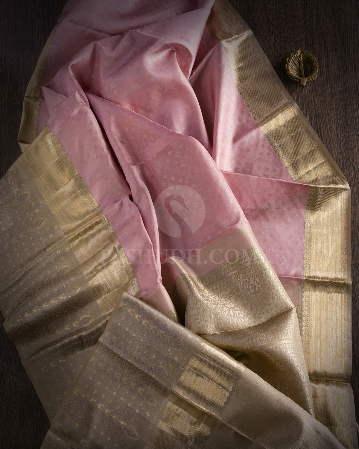 Mild Pink and Grey Kanjivaram Silk Saree - D413 - View 1