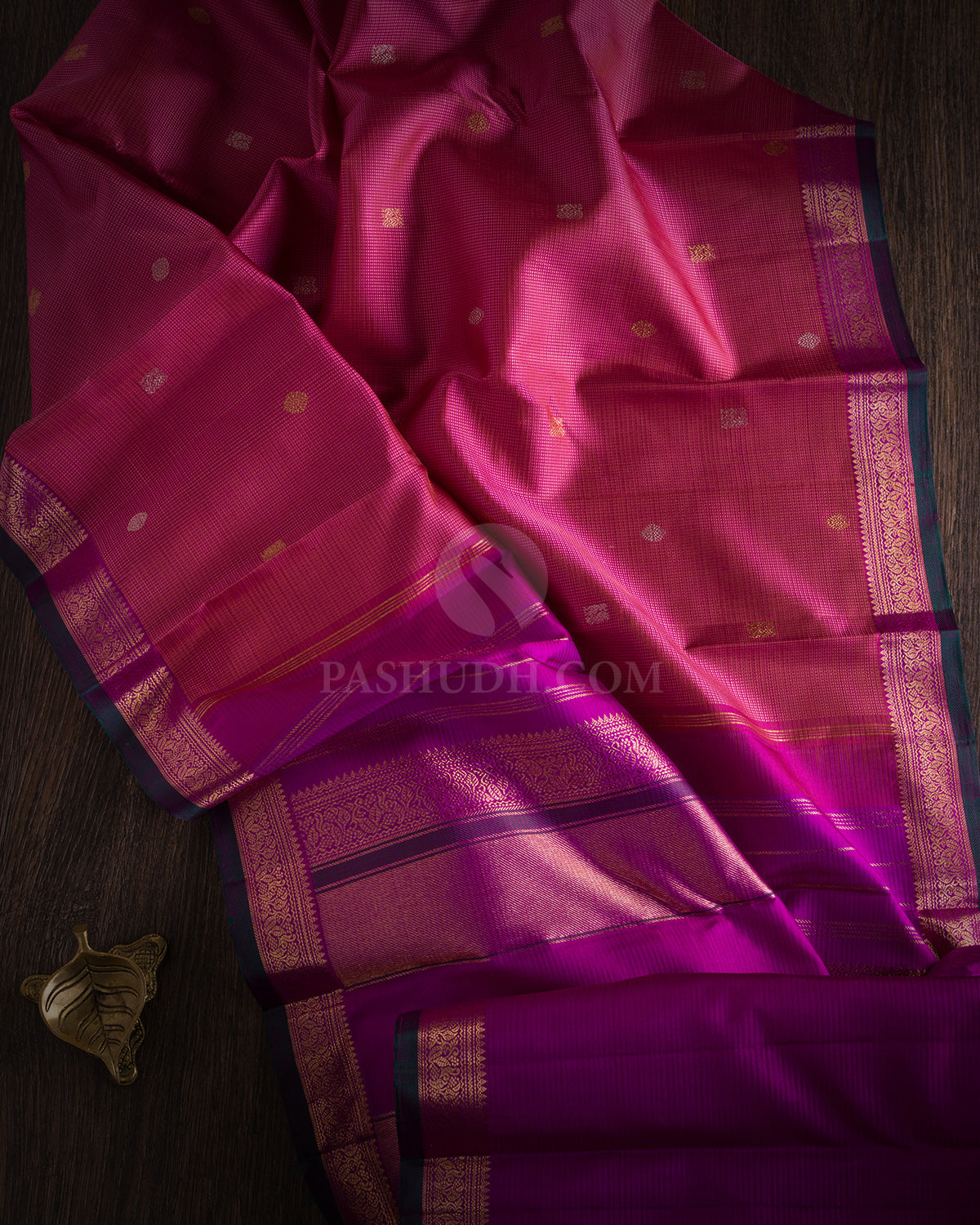 Pink and Magenta Kanjivaram Silk Saree - S635 - View 3