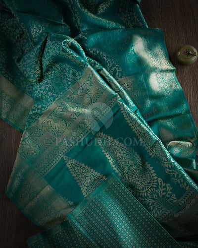 Peacock Green Kanjivaram Silk Saree - D422 - View 1