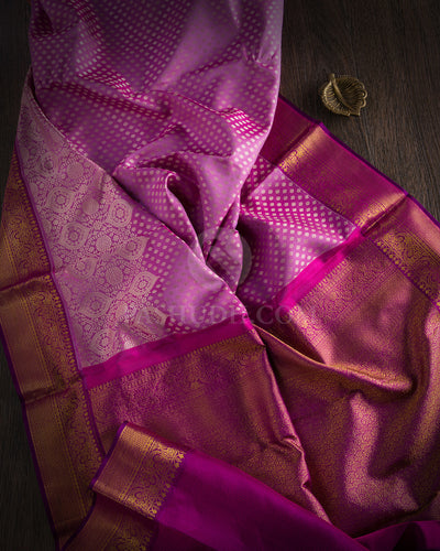 Pastel Violet and Deep Violet Kanjivaram Silk Saree - D404 - View 1