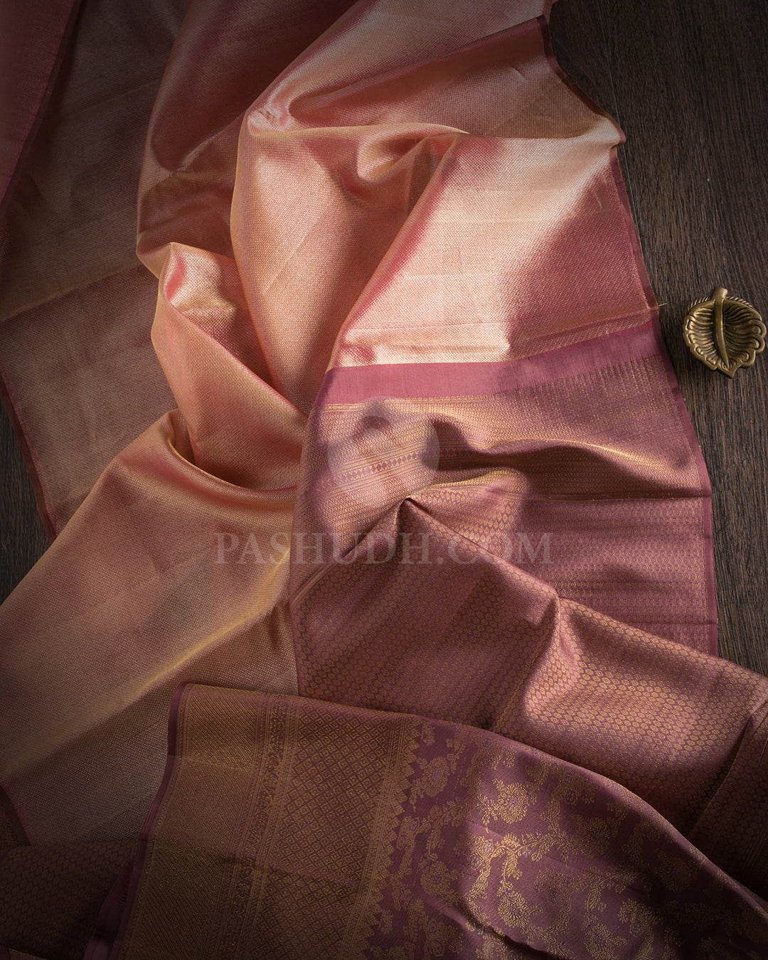 Gold and Chocolate Brown Kanjivaram Silk Saree - DJ166 - View 1
