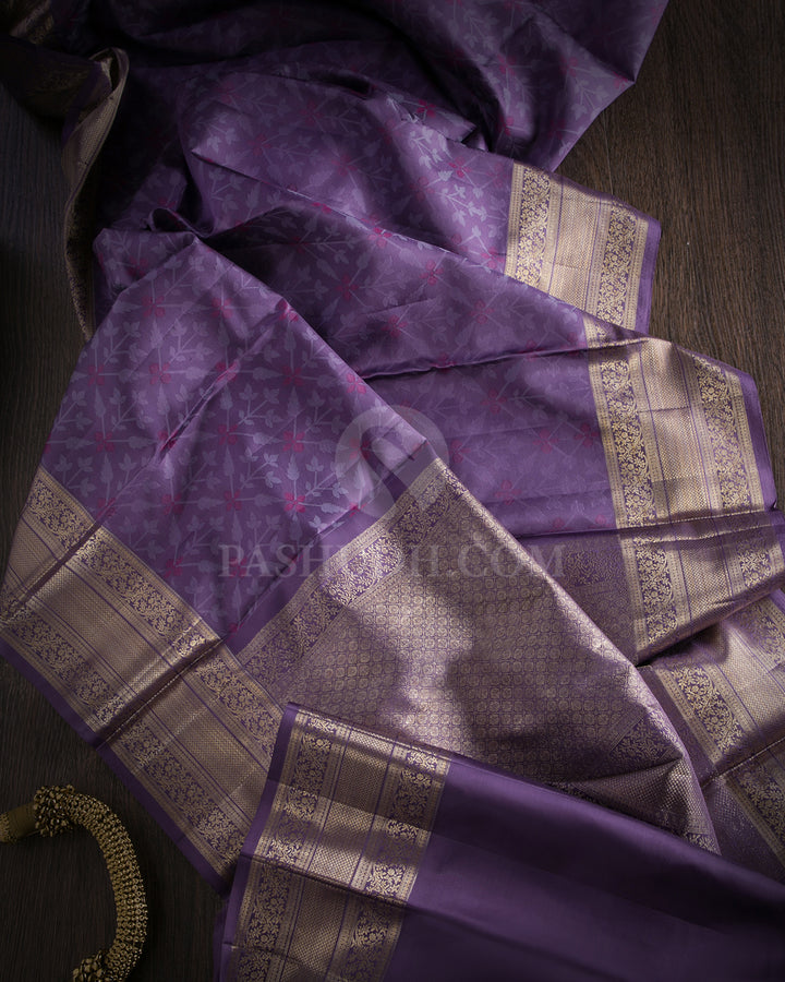 Mauve Kanjivaram Silk Saree - DJ174 - View 1
