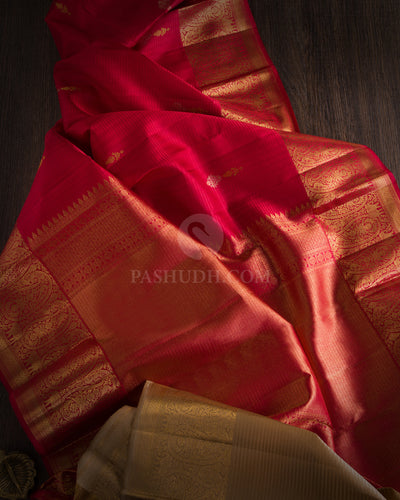 Red Pure Zari Kanjivaram Silk Saree - S652 - View 3