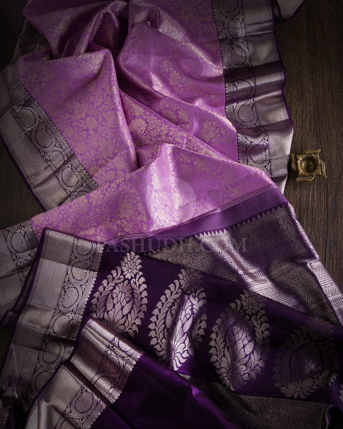 Lavender and Purple Kanjivaram Silk Saree - S680 - View 3