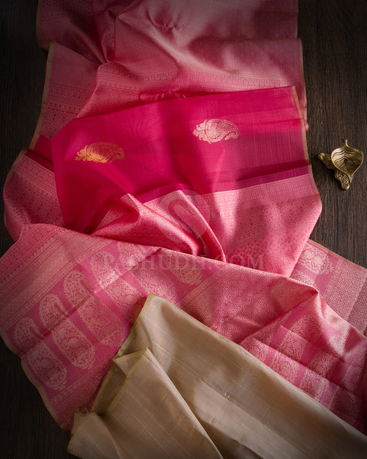 Pink and Red Kanjivaram Silk Saree - S684 - View 3